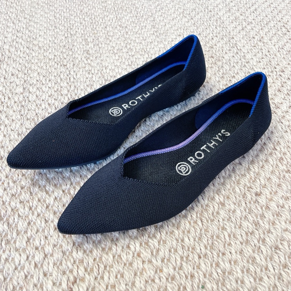 Rothey’s The Point II in Black - women’s pointed toe woven flats, size 7.5 - Picture 6 of 9